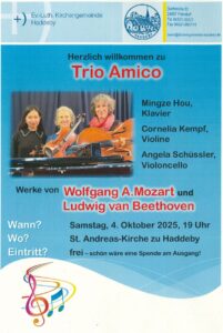 Plakat Konzert Trio Amico am 4.10.2025 in Haddeby